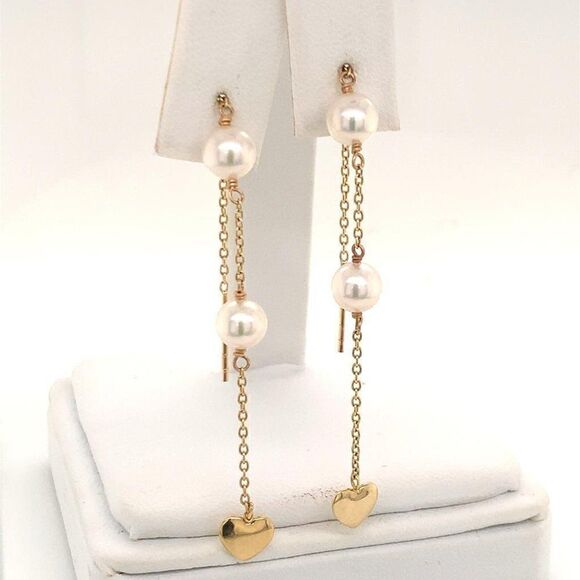 Akoya Pearl Earrings 14 KT Gold Certified $890 013428 - Picture 3 of 12